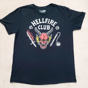 Netflix Hellfire Club Stranger Things Black T-Shirt 100% Cotton Unisex Size L